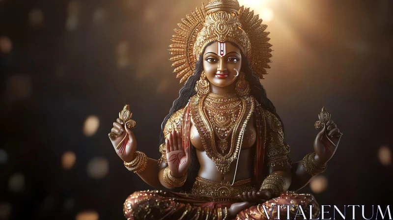 Ornate Traditional Goddess Sculpture AI Image