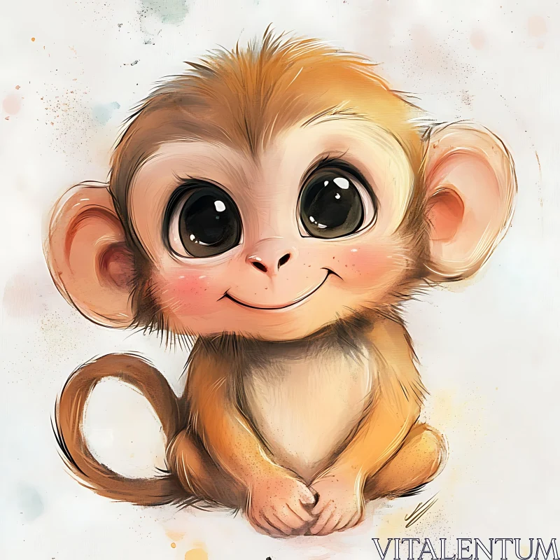 AI ART Cute Cartoon Baby Monkey Art