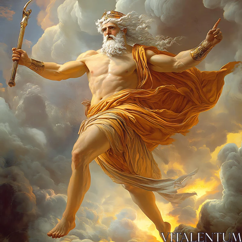 Greek God in the Sky AI Image