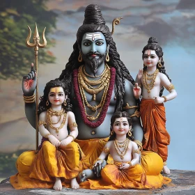 Traditional Hindu Family Statue