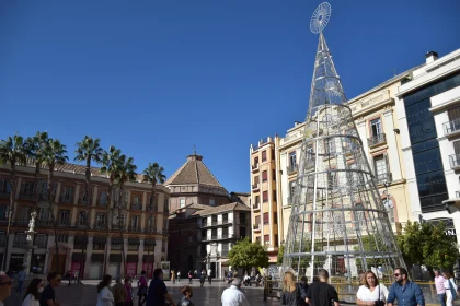 Málaga Plaza with Festive Sculpture