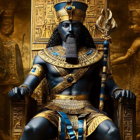 Regal Egyptian Pharaoh on Throne