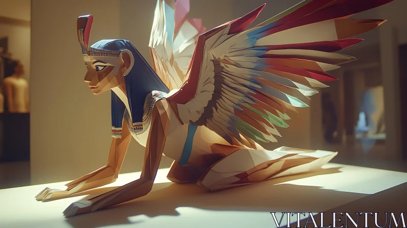 Egyptian Mythology Inspired Sphinx Sculpture AI Image