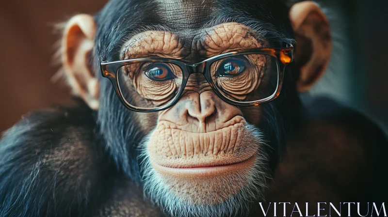 Monkey with Glasses Close-Up AI Image