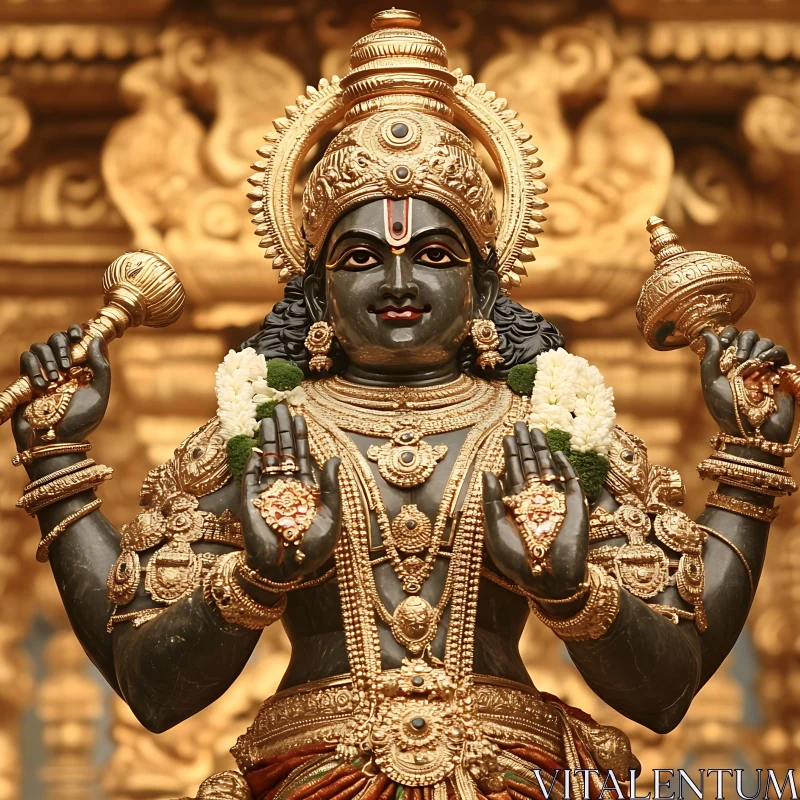 AI ART Ornate Gold-Adorned Deity Statue