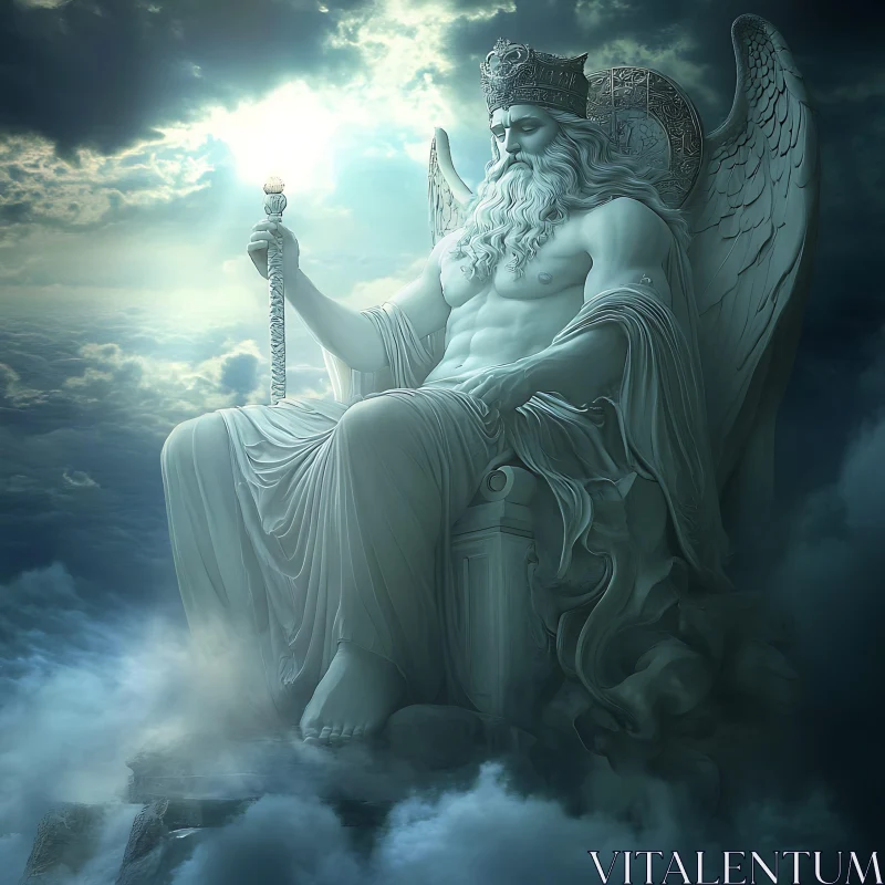 AI ART Divine Figure Enthroned Among Clouds