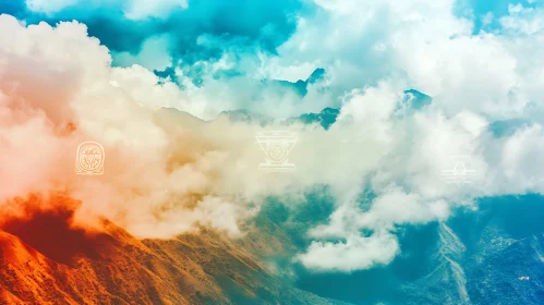 Enchanting Cloud-Covered Peaks with Symbols