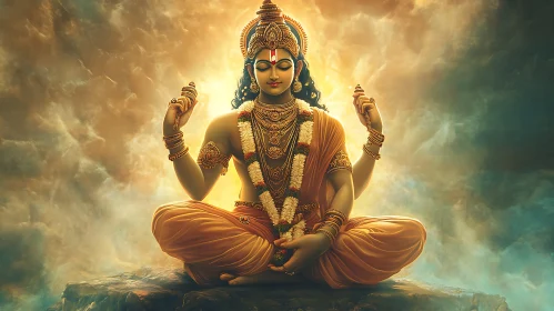 Serene Hindu God in Meditation