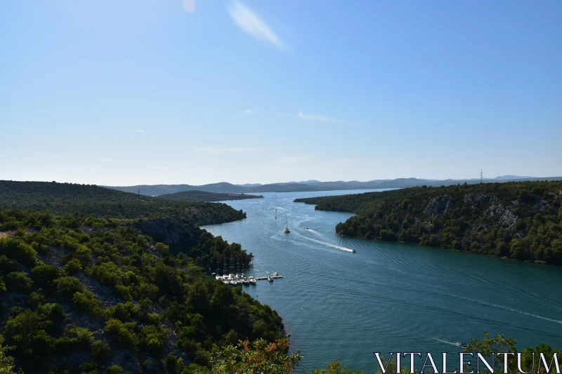 Panoramic View of a Serene Waterway Free Stock Photo