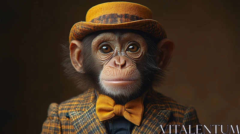 AI ART Stylish Chimpanzee in Fancy Clothing