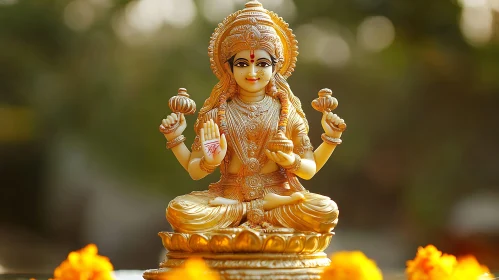 Divine Golden Hindu Sculpture