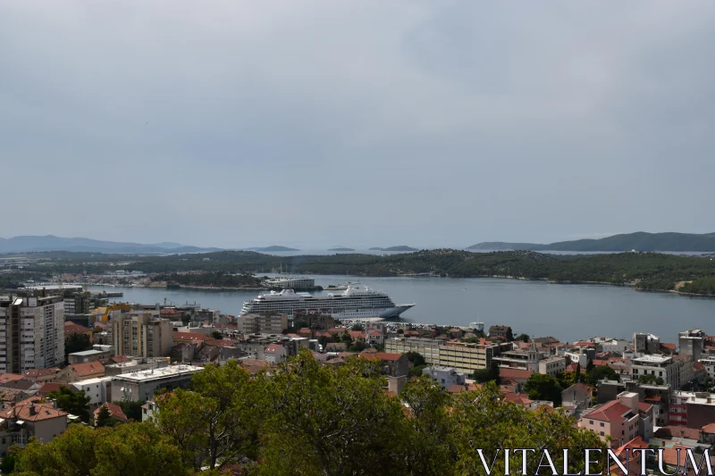 PHOTO City Harbor with Docked Cruise Ship