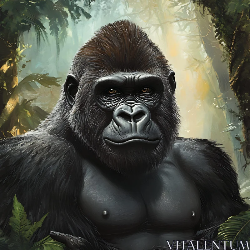 AI ART Gorilla Portrait in Jungle