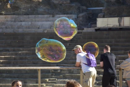 Iridescent Bubbles Capturing Sunlight