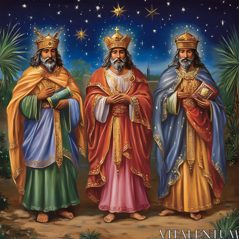 AI ART Artistic Depiction of the Nativity's Three Kings