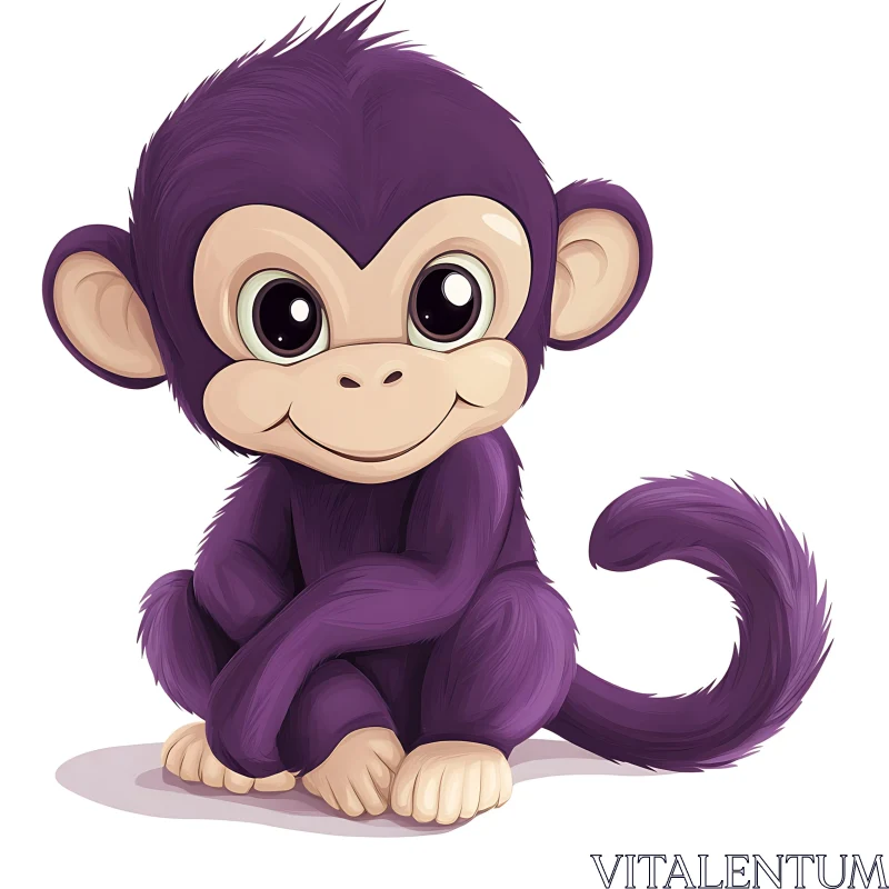 AI ART Playful and Cute Purple Monkey in Cartoon Style