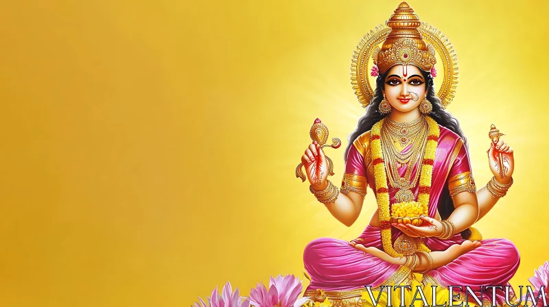 AI ART Hindu Deity on Golden Background