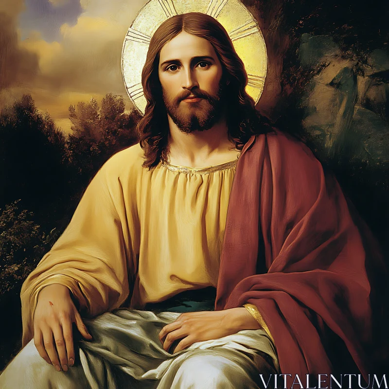 Artistic Representation of Jesus with Halo AI Image