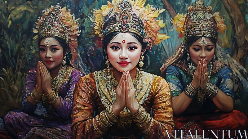 AI ART Exquisite Portrait of Women in Traditional Costumes