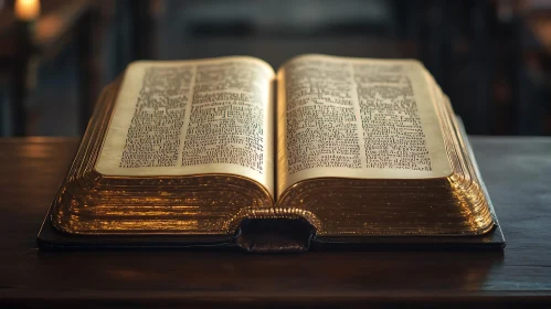 Historical Book Open with Golden Edges