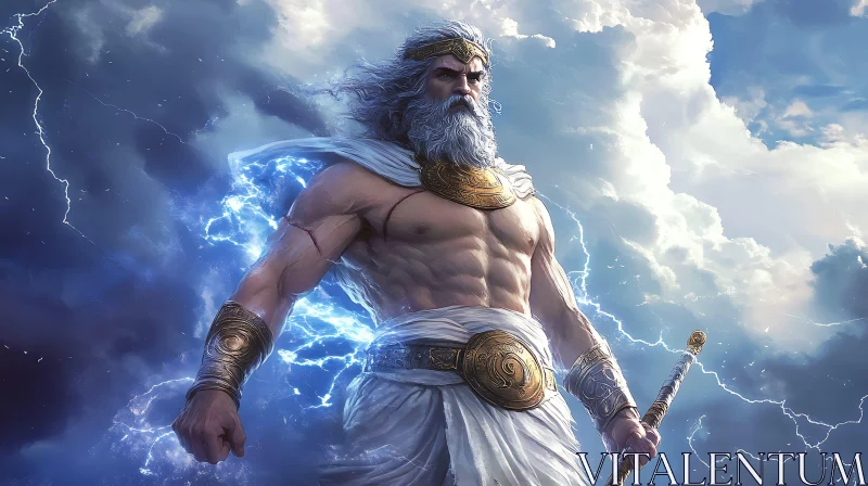 AI ART Lightning-clad Mythological Figure