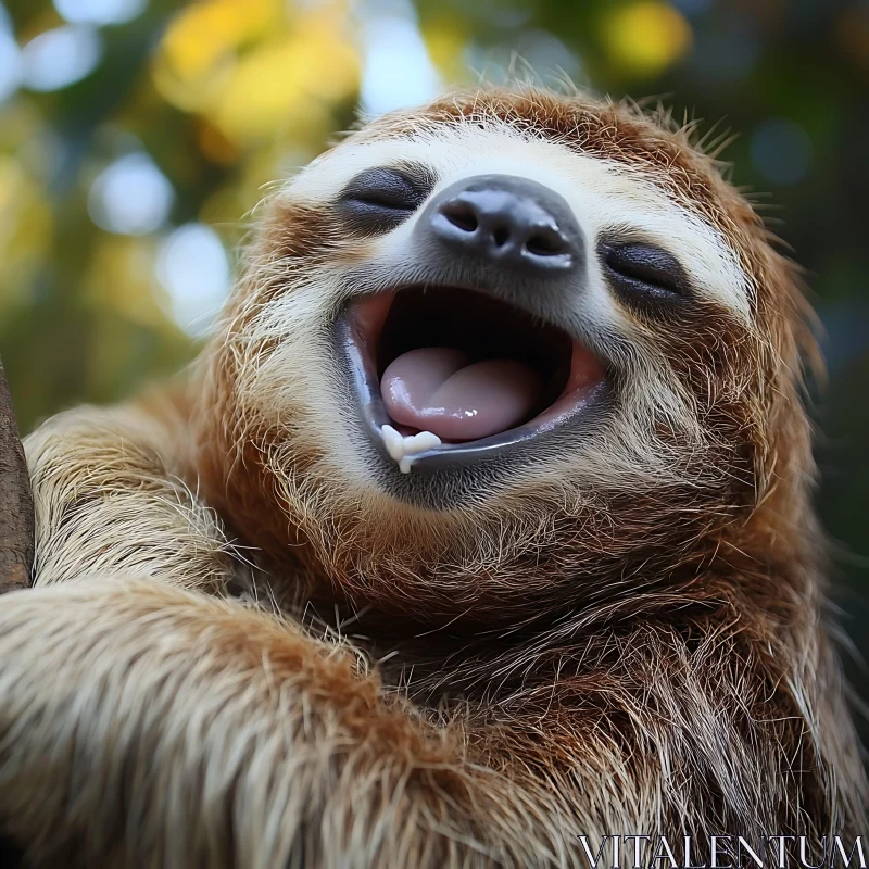 Happy Sloth Close-up AI Image