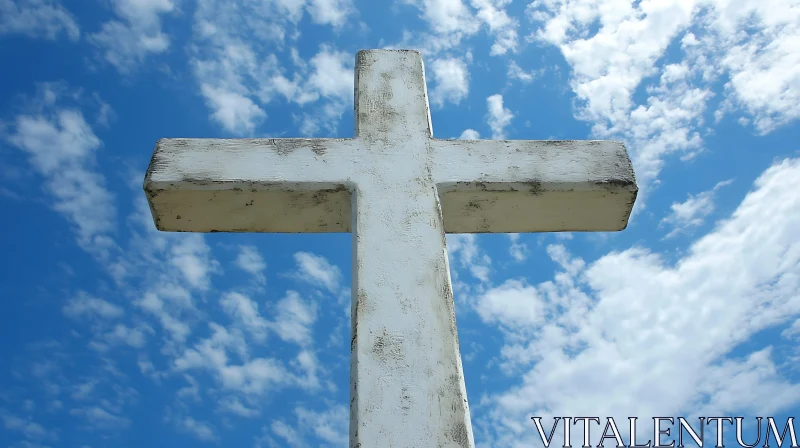 Aged Cross Set Against Clear Sky AI Image