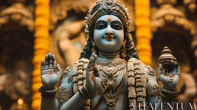 Elaborate Hindu Deity Statue AI Image