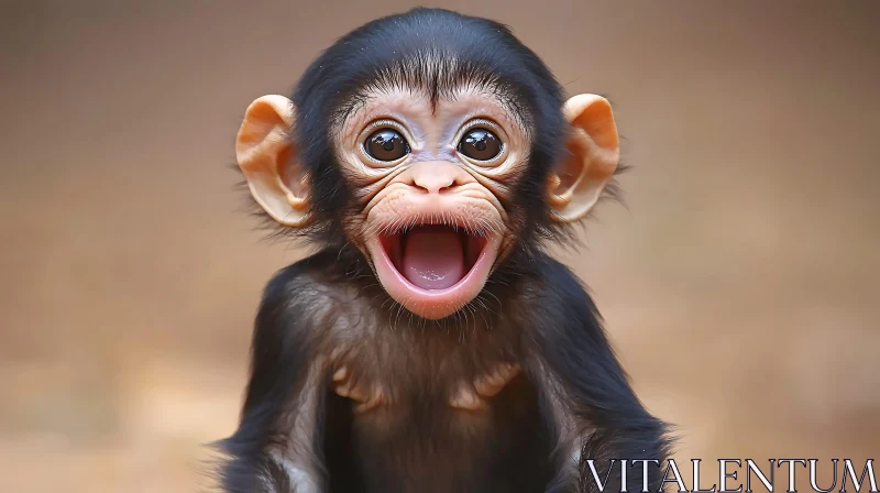 AI ART Surprised Baby Monkey in Nature