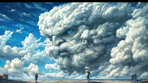 Fantastical Sky with Cloud Character