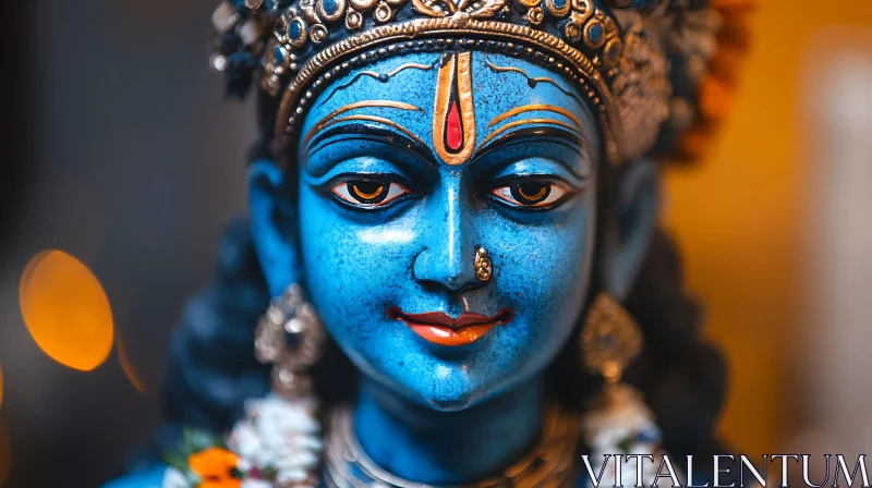 Serene Blue Statue with Ornate Decorations AI Image