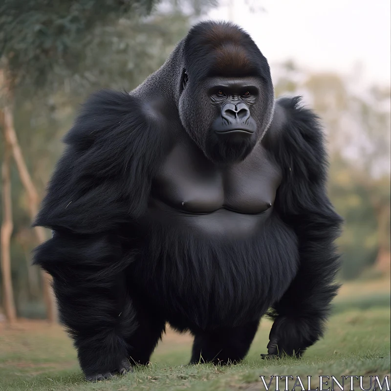 Powerful Gorilla Portrait in the Wild AI Image