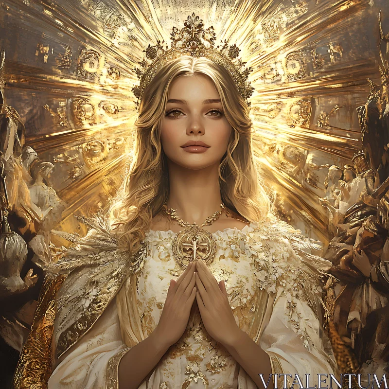 AI ART Divine Angelic Figure in Gold and White