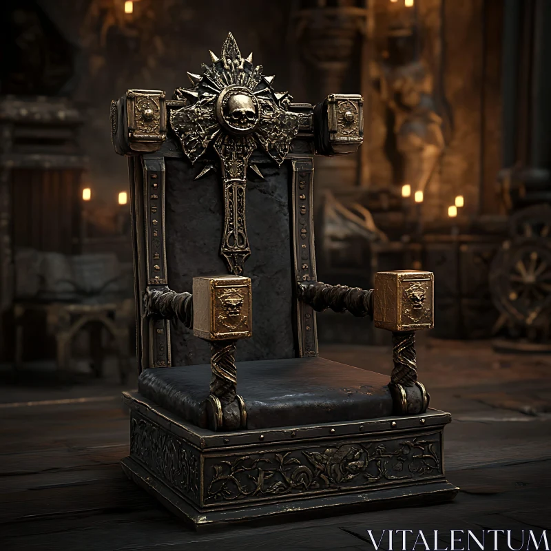 Dark Gothic Throne with Intricate Details AI Image