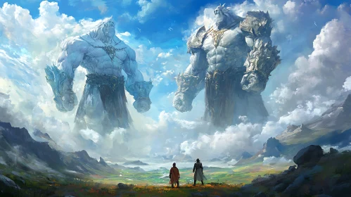 Epic Giants in Mystical Landscape