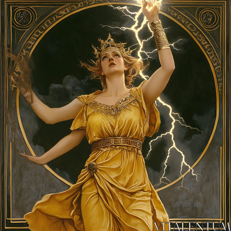 AI ART Divine Woman with Lightning Power