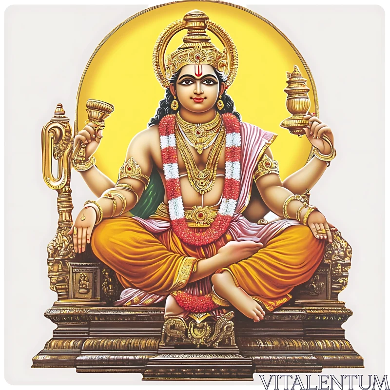 Sacred Hindu Deity in Traditional Adornments AI Image