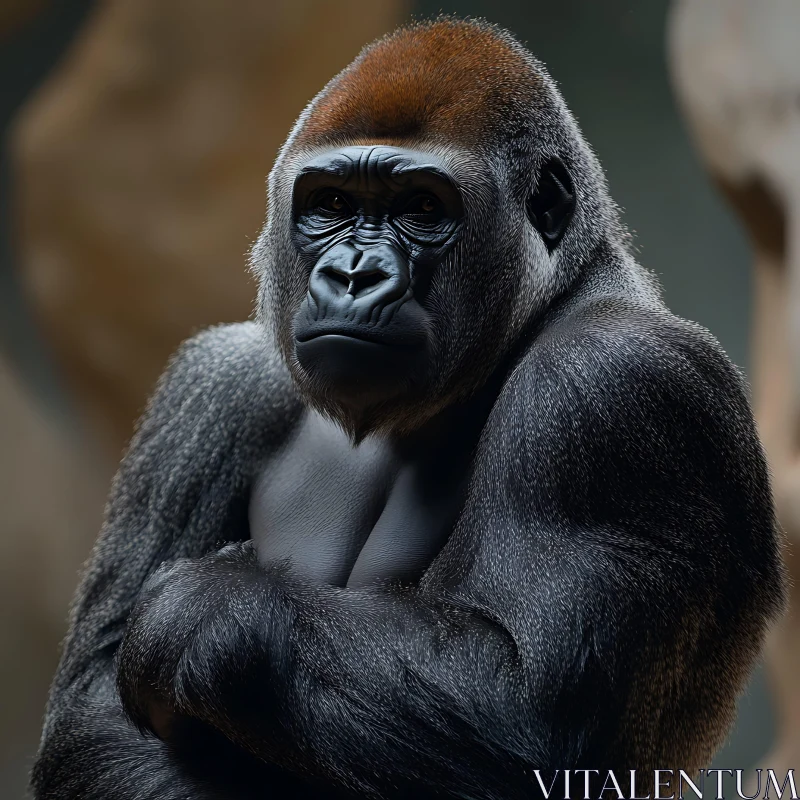 Powerful Gorilla with Deep Expression AI Image