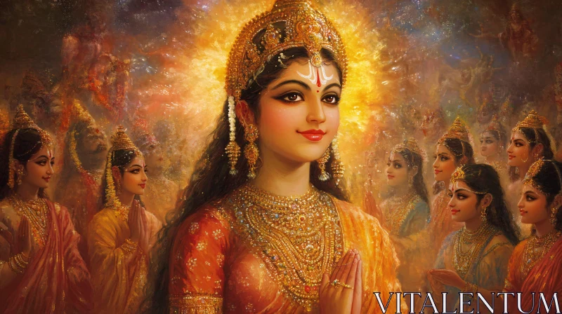 Radiant Deity Surrounded by Devotees Radiant Deity Surrounded by Devotees
