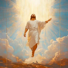 Spiritual Elevation Amidst Golden Clouds