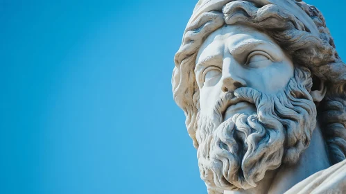 Ancient Bearded Deity Marble Sculpture