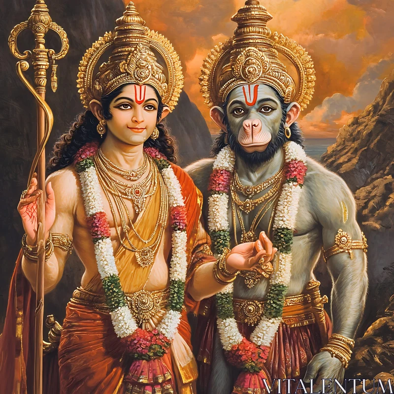 Mythological Deities with Ornamental Elegance Mythological Deities with Ornamental Elegance
