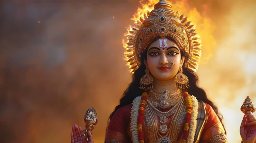 Divine Indian Deity in Traditional Attire