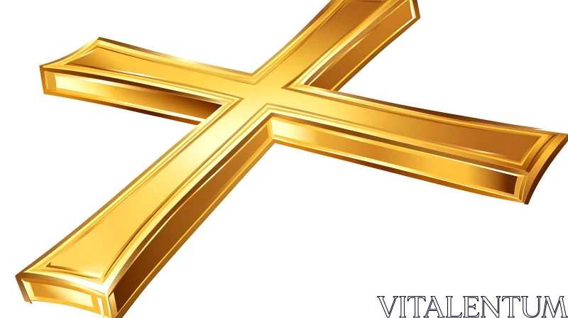 Shiny Golden Cross with Polished Finish AI Image