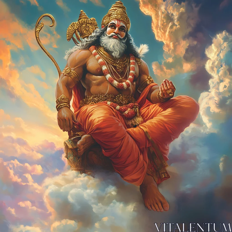 Divine Deity in Vibrant Cloudscape AI Image