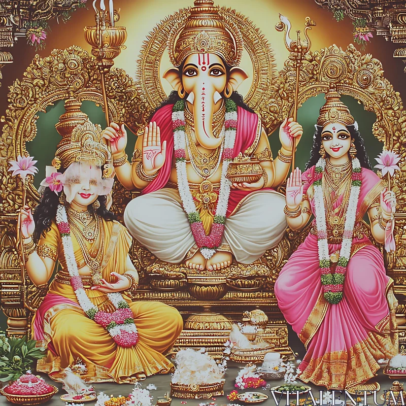 Hindu Gods Trio - Sacred Art AI Image