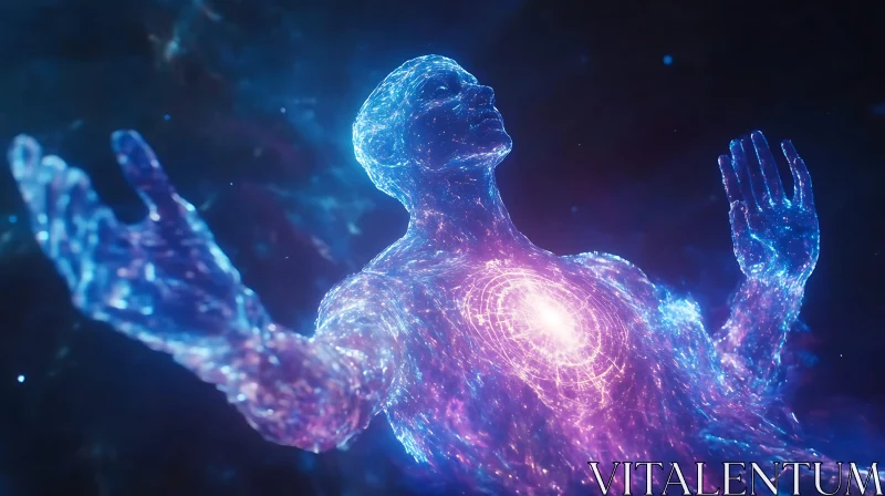 Cosmic Human Energy Fusion AI Image