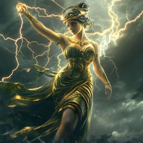 Majestic Goddess in Stormy Skies