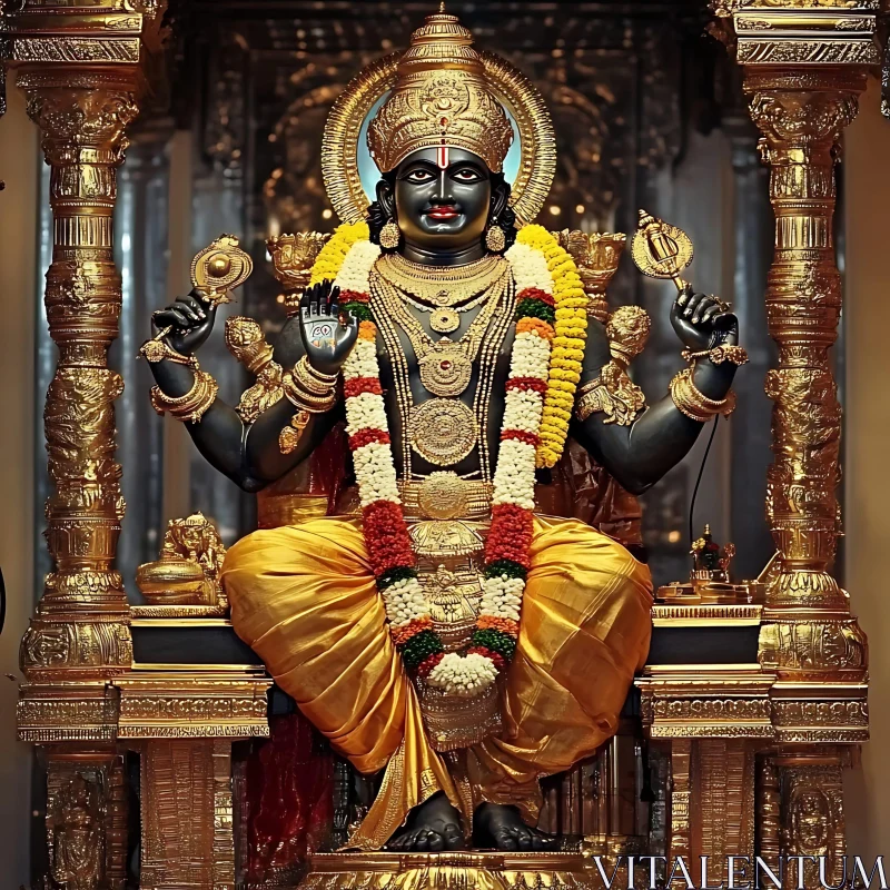 Hindu Deity Traditional Statue in Temple AI Image