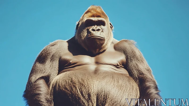 AI ART Powerful Gorilla Staring Against a Clear Sky